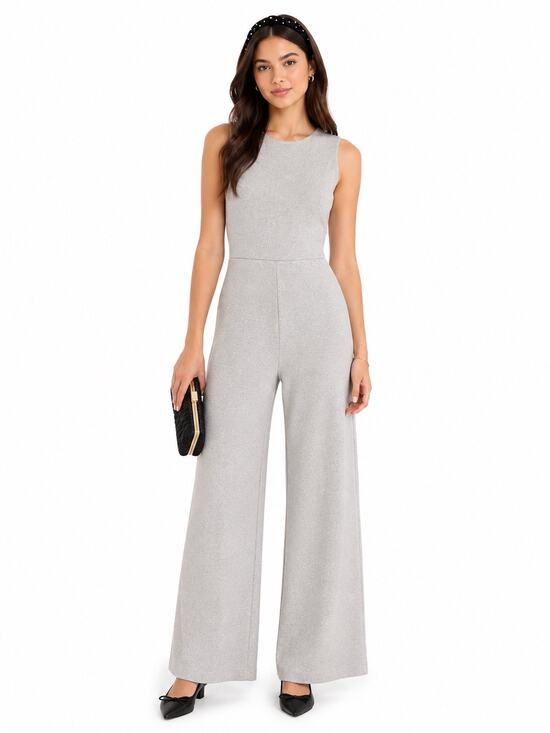 J. Crew Pants - J CREW LUREX Sparkle Bow Back Jumpsuit Wide Loose Leg Holiday Knit Stretch